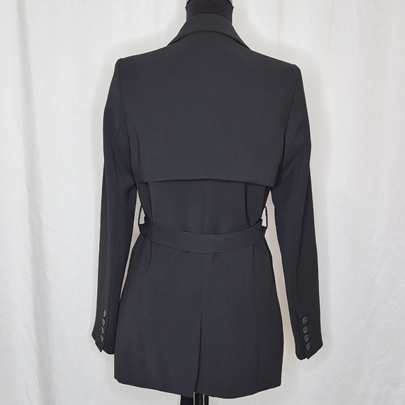 Good American Black Button-Front Trench Style Belted Blazer - Size 0/XS - Picture 5 of 16